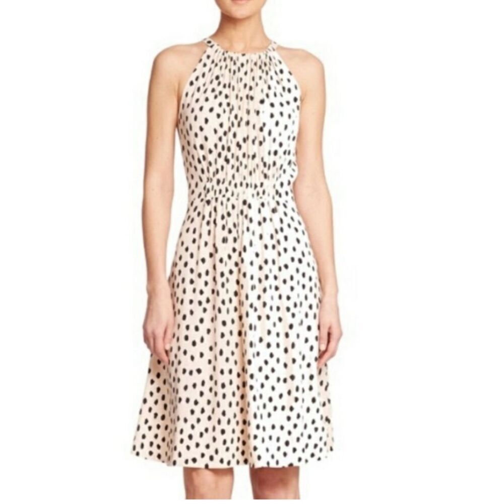 KATE SPADE Viscose POLKA DOT Print Take a Walk on the Wild Side HALTER Dress Siz